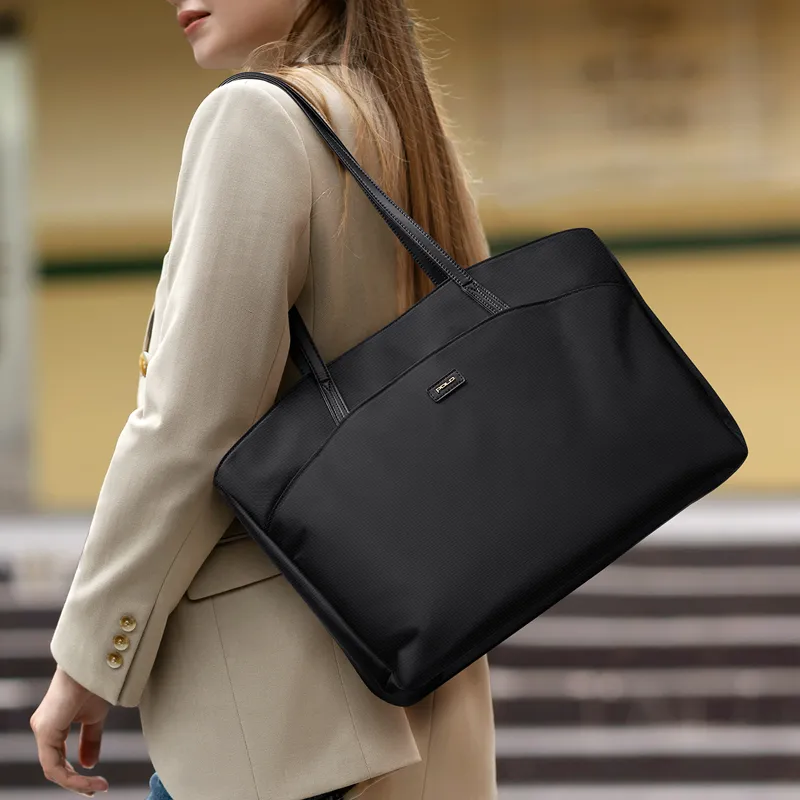 POLO Polyester Handbag Shoulder Bag Large Size Women's Beige Apricot/Black/Light Purple-9