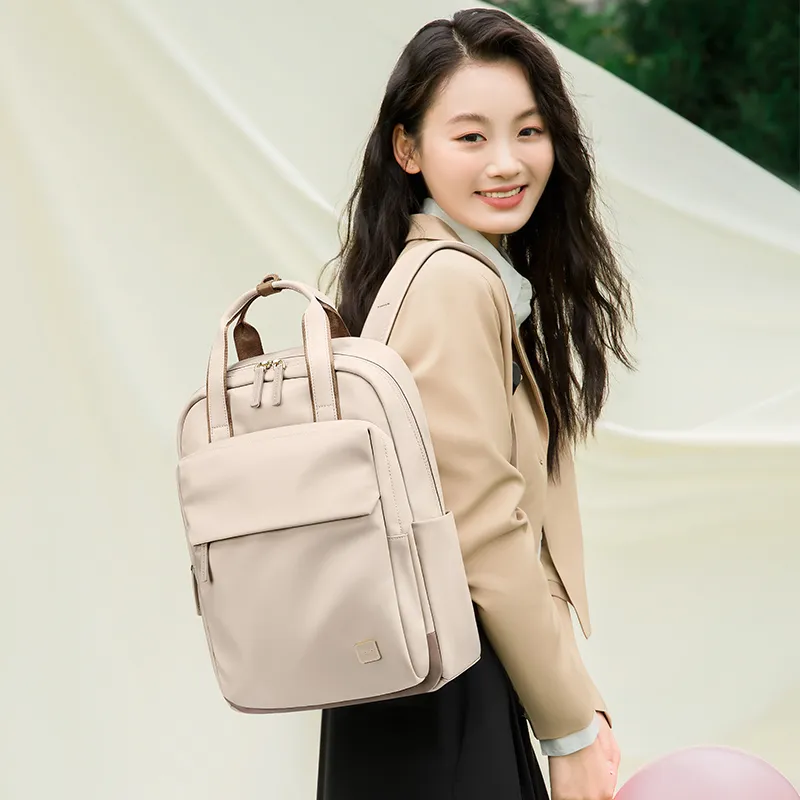 POLO Fabric Backpack Regular Women's Milk Tea Apricot/Classic Black-2