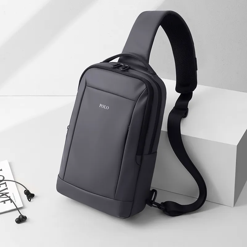 POLO Fabric Sling Bag Men's Black/Gray-7