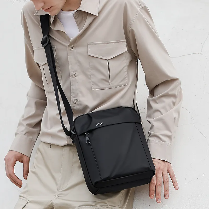 POLO Nylon Men's Shoulder Bag Medium Size Men's Black/Gray-9