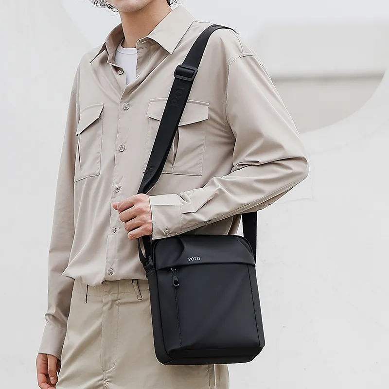 POLO Nylon Men's Shoulder Bag Medium Size Men's Black/Gray-8