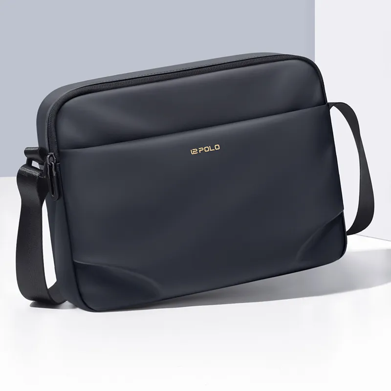 POLO Fabric Shoulder Bag, Crossbody Bag Men's Black/Gray-7