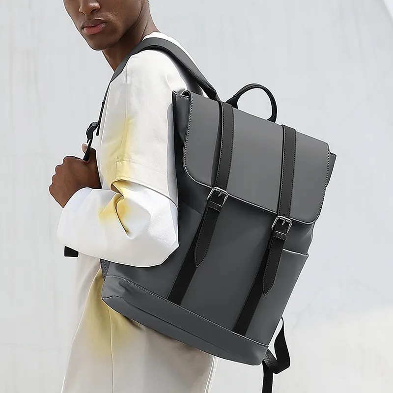 POLO Fabric With Synthetic Leather Backpack Large Size Men's Multicolor-9