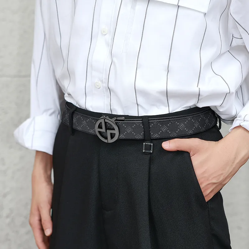POLO Cow Leather Top Grain Cow Leather Leather Belts Men's Gunmetal Width 3.4cm-5
