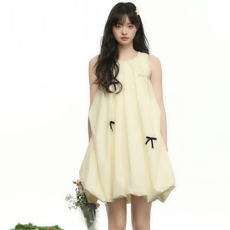 Pa33word Sleeveless Dresses Women's Yellow-1
