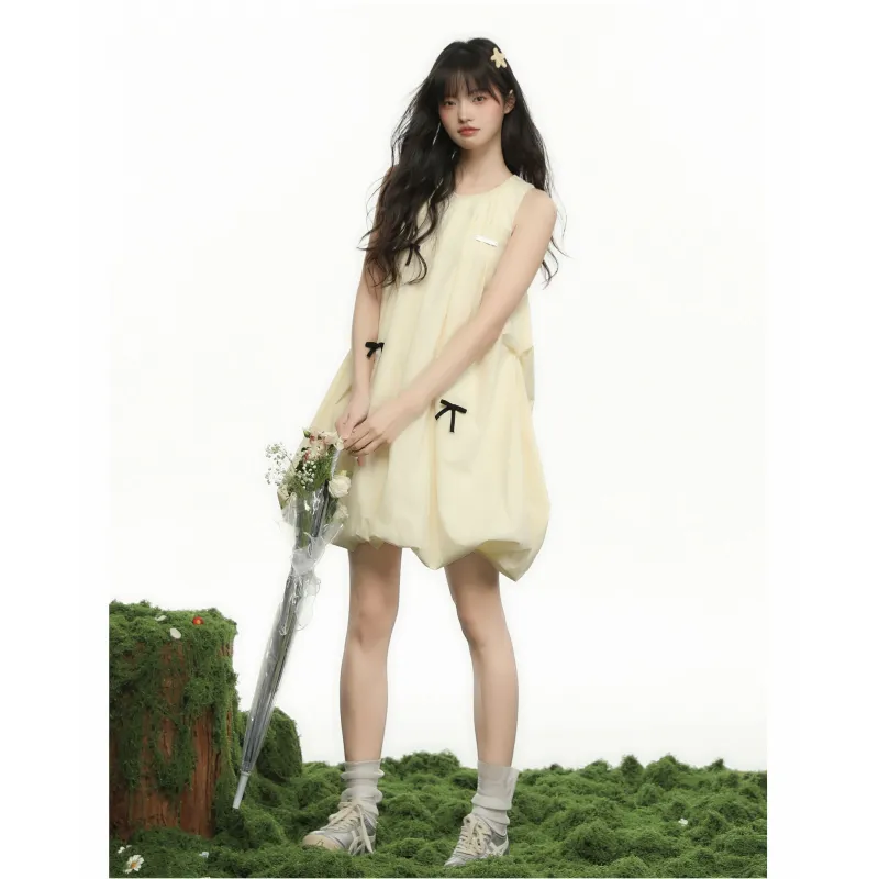 Pa33word Sleeveless Dresses Women's Yellow-2
