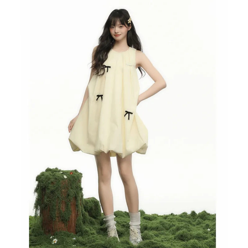 Pa33word Sleeveless Dresses Women's Yellow-3