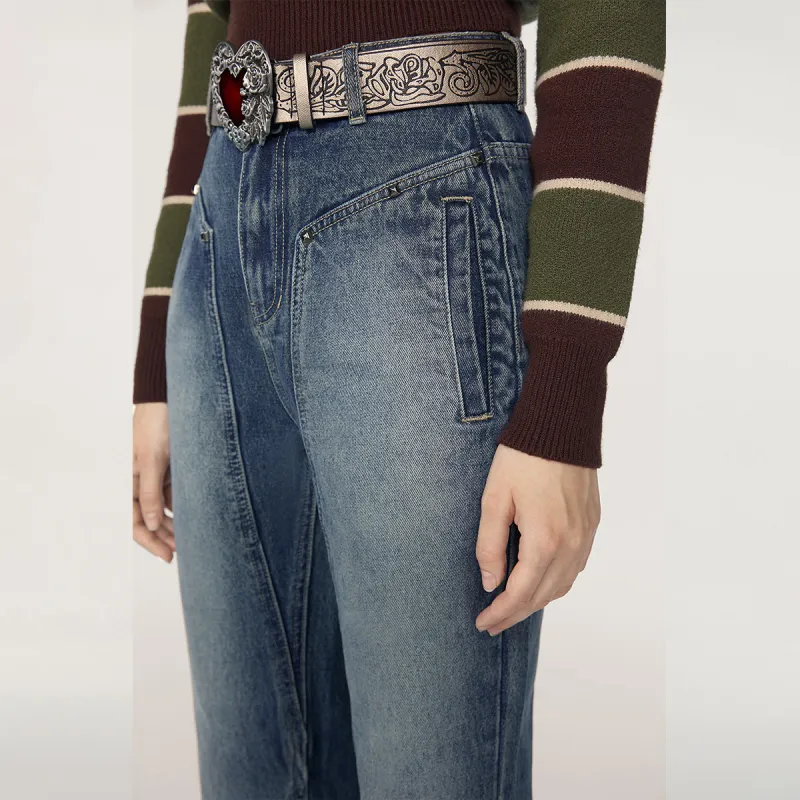 MEETLADY Jeans Women's Denim Blue-5