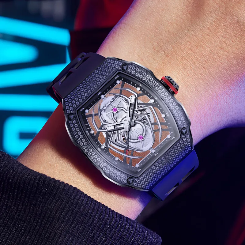 ROSDN Spider Man Series Automatic Mechanical Movement Watch Men's Watches Cut Out Dial G2709-2