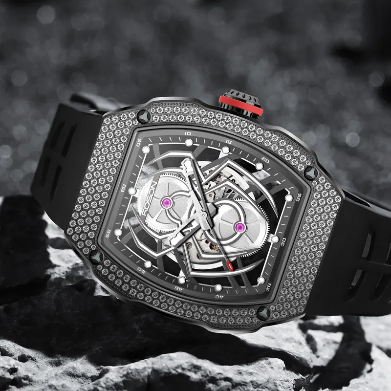 ROSDN Spider Man Series Automatic Mechanical Movement Watch Men's Watches Cut Out Dial G2709-1