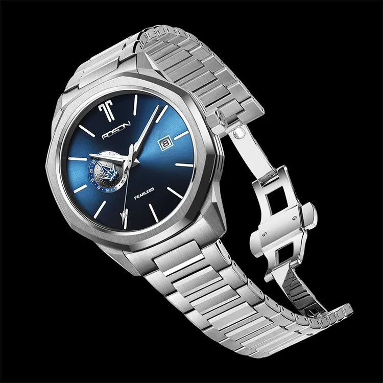 ROSDN Fearless Collection Men's Watch Mechanical Movement Stainless Steel Watchband Watch Men's Watches Black Dial-11