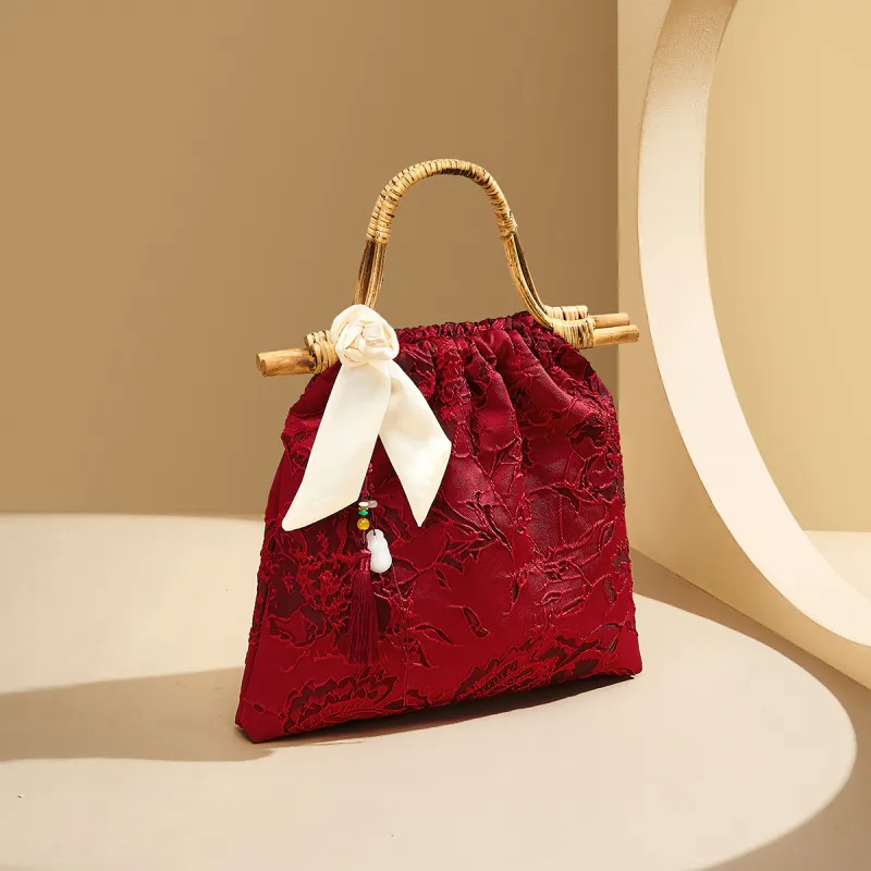 ST&SAT Fabric Handbag Regular Women's Red-3