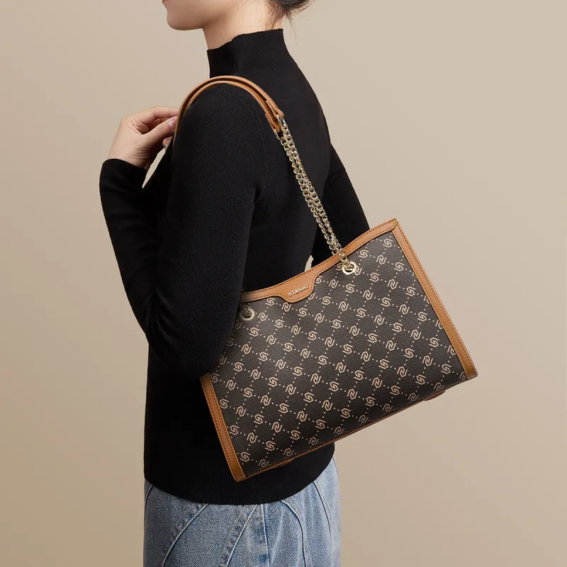 ST&SAT PVC One Shoulder Underarm Bag Handbag Regular Women's Coffee-6
