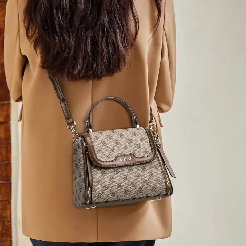 ST&SAT PVC Crossbody Handbags Regular Women's Coffee/Khaki-9