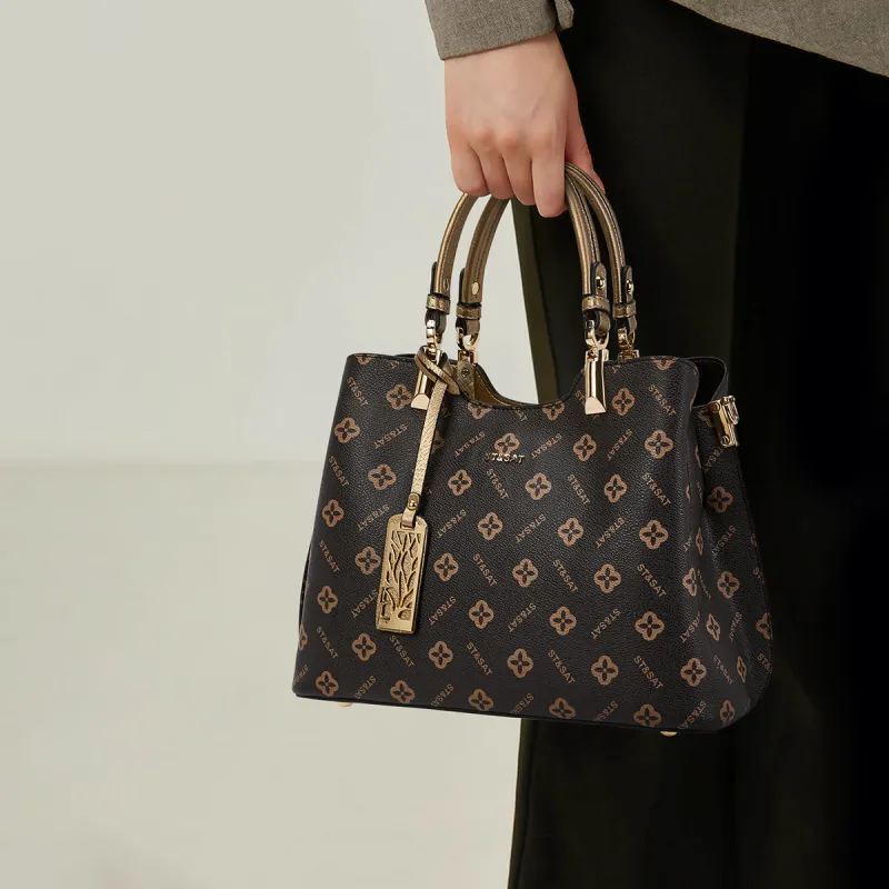 ST&SAT PVC Tote Handbag Regular Women's Coffee-1