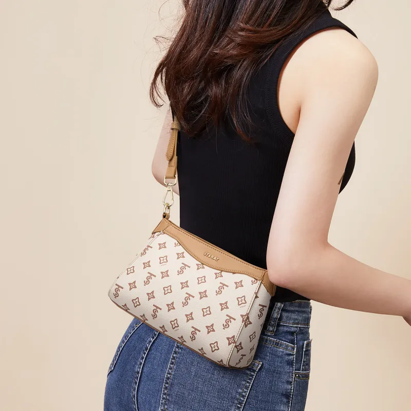 ST&SAT PVC Shoulder Bag Crossbody Bag Regular Women's Beige Yellow/Coffee-3