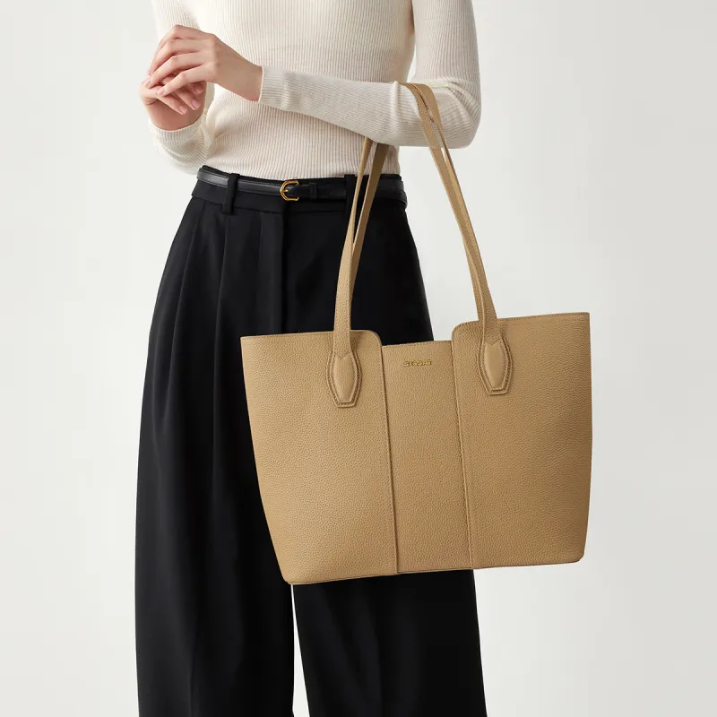 ST&SAT Cow Leather Shoulder Bag Regular Women's Cream Apricot/Ecru Black-6