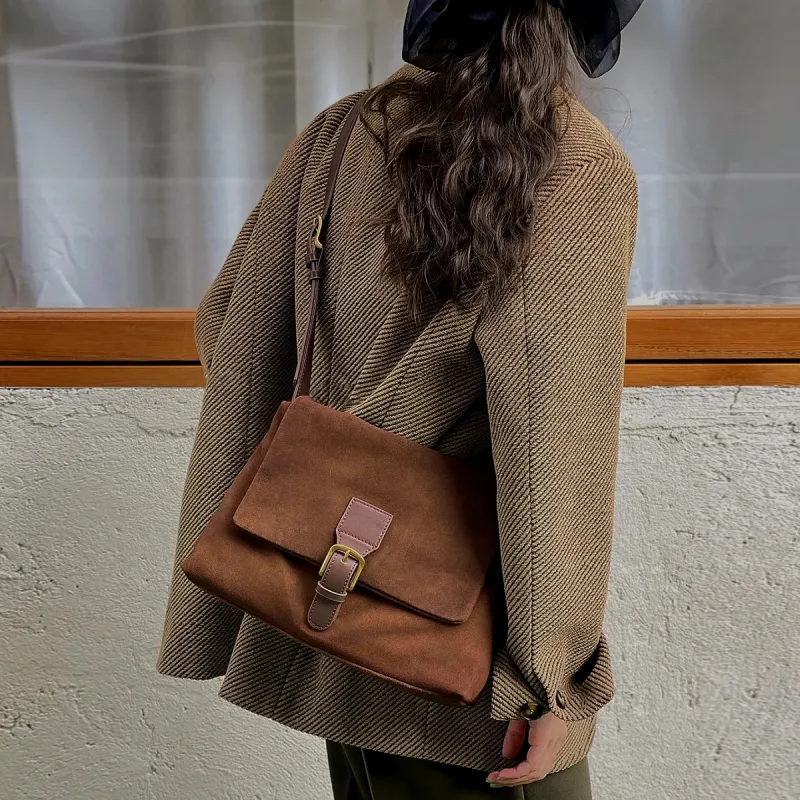 ST&SAT Genuine Leather Shoulder Bag Messenger Bag Tote Crossbody Bag Large Size Women's Multicolor-5