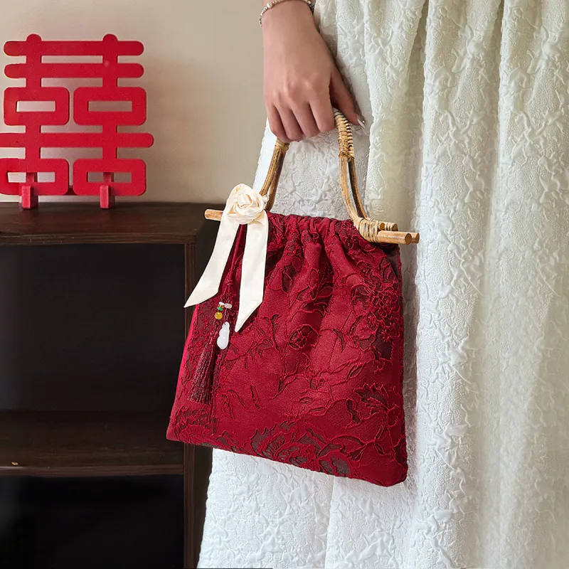 ST&SAT Fabric Handbag Regular Women's Red-1
