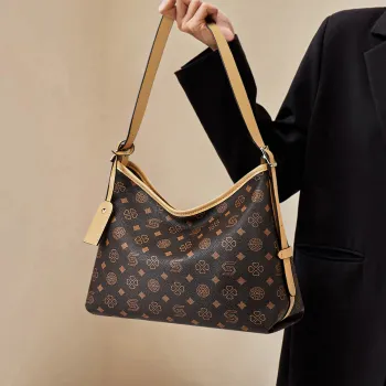 ST&SAT Synthetic Leather Tote Bag, Shopping Bag, Shoulder Bag Regular Women's Coffee/Brown Black