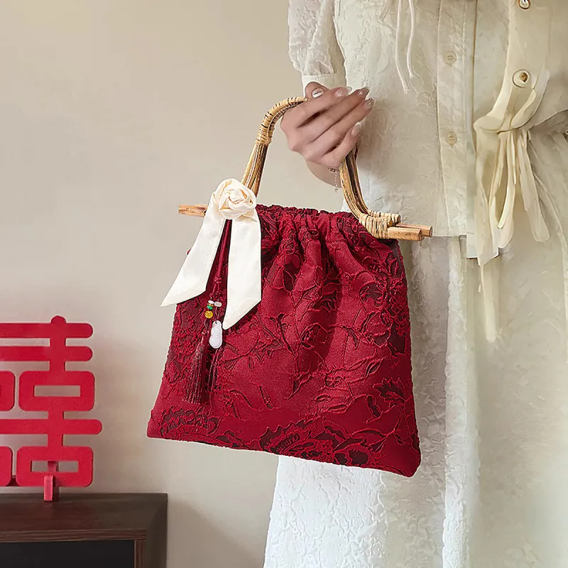 ST&SAT Fabric Handbag Regular Women's Red-2