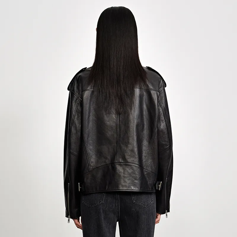 SINBOS Leather Jacket Women's Elegant Black-2