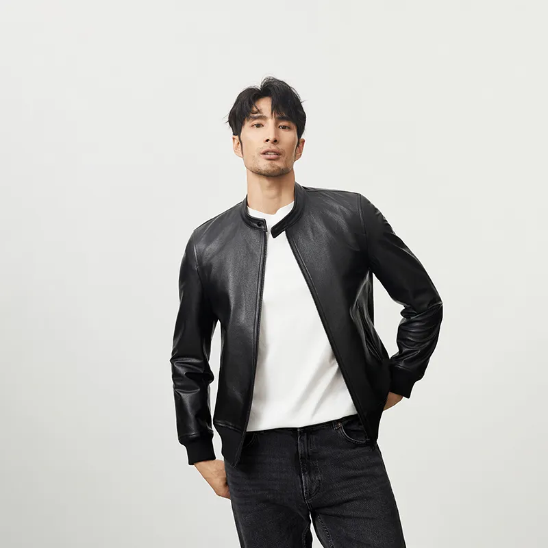 SINBOS Leather Jacket Men's Graphite Black-2