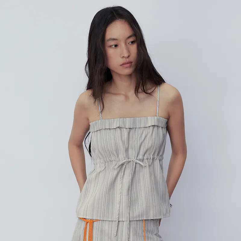 SINBOS Tank Tops Women's Elegant Gray Stripes-2