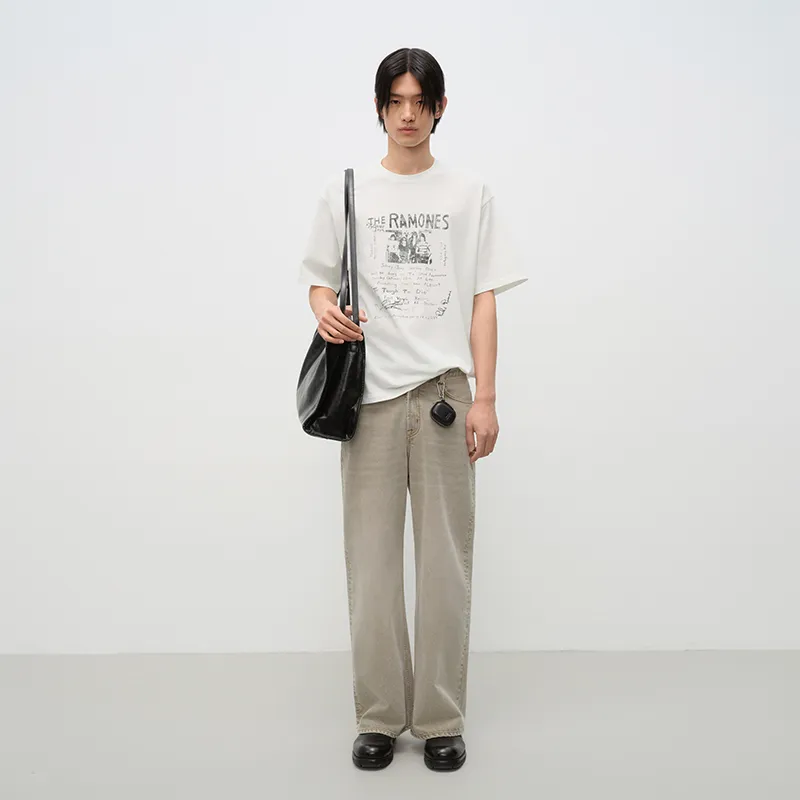 SINBOS Jeans Men Washed Light White-5