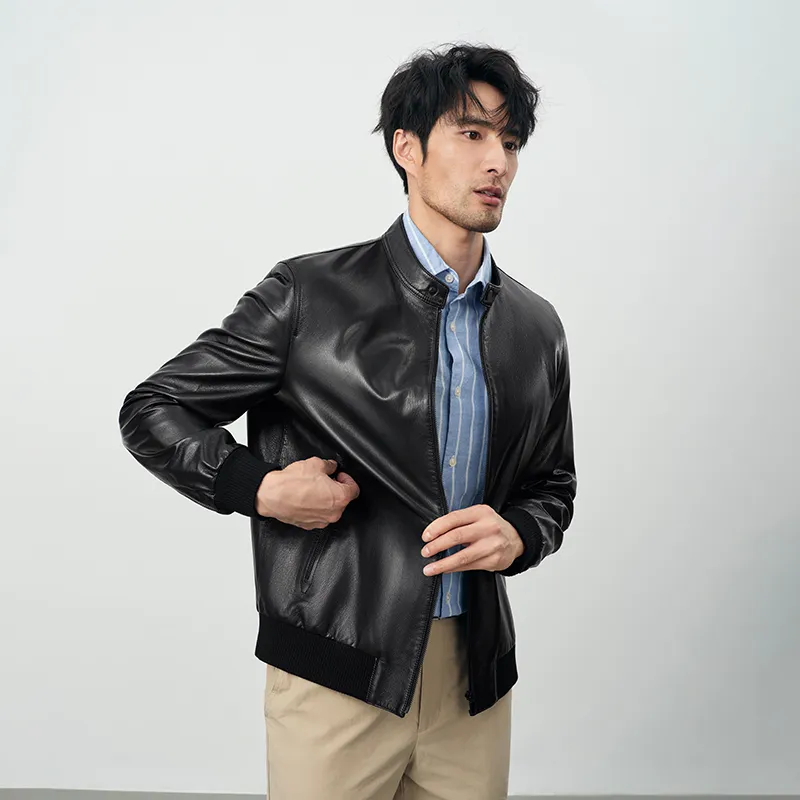 SINBOS Leather Jacket Men's Smoke Ink-4