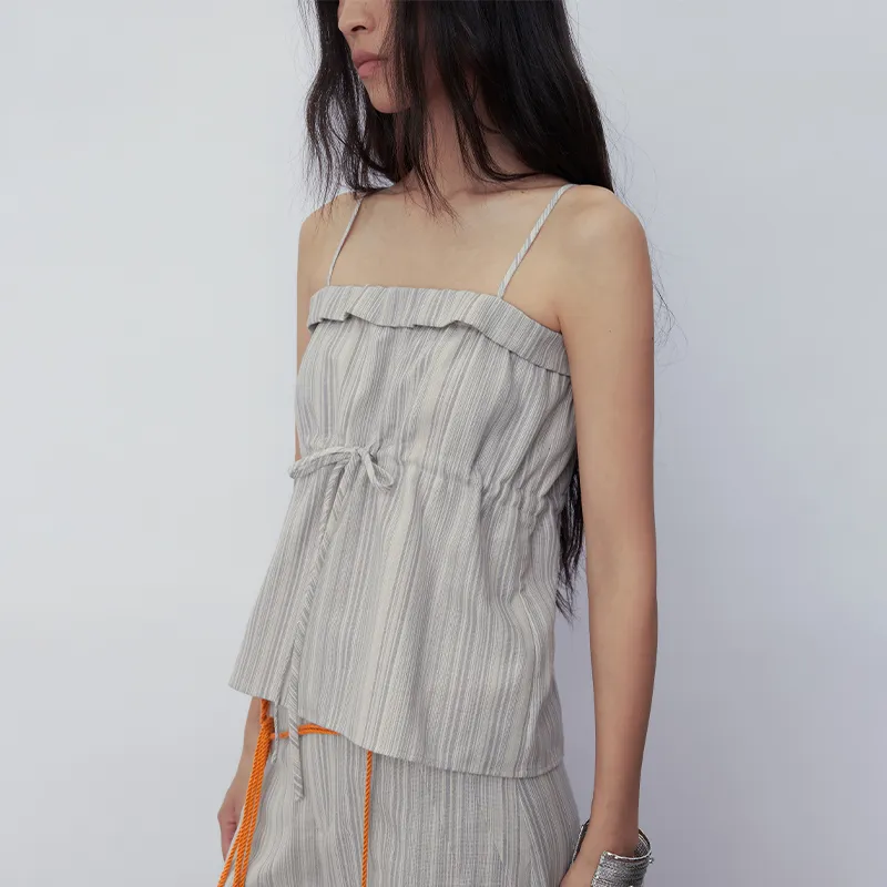 SINBOS Tank Tops Women's Elegant Gray Stripes-3