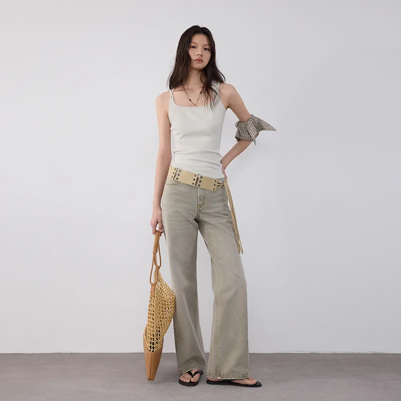 SINBOS Jeans Women's Washed Light White-5