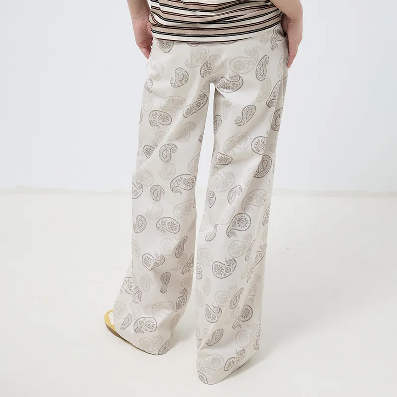 SINBOS Casual Pants Women's Coconut Milk White Pattern-4