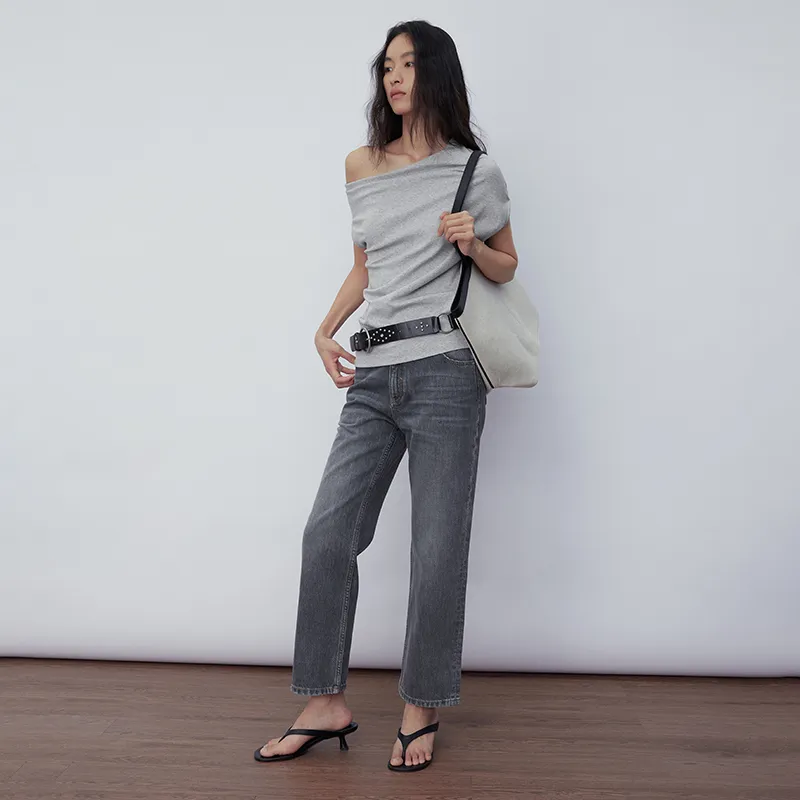 SINBOS Jeans Women's Washed Gray Blue-4