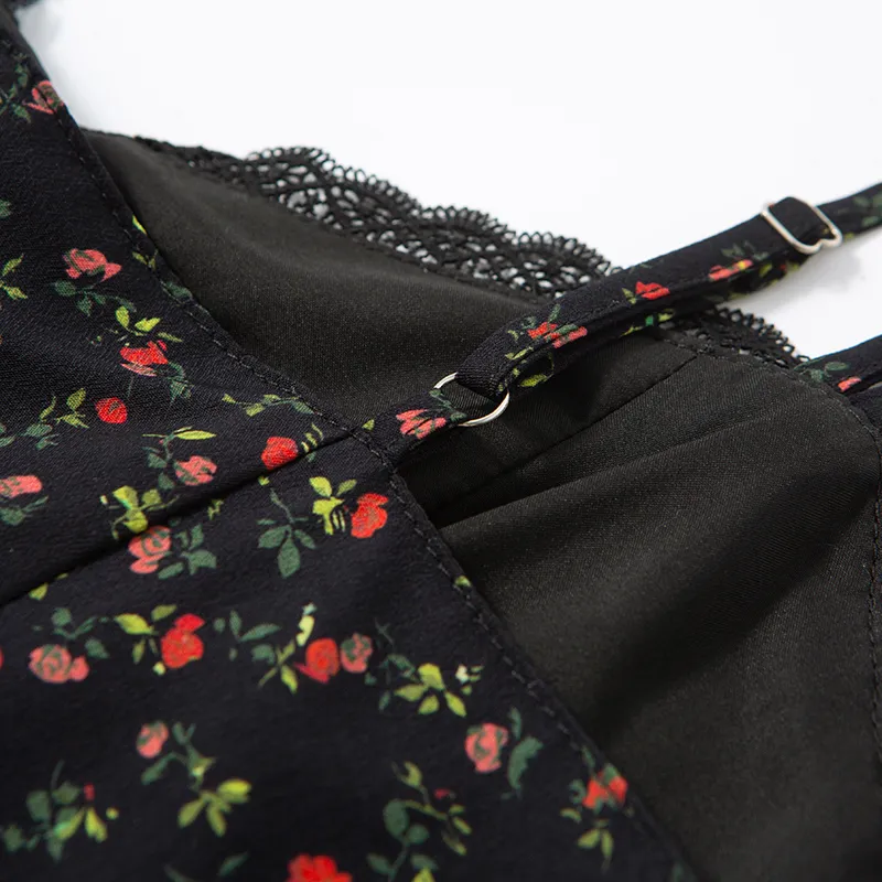 SINBOS Slip Dress Women's Black Floral-4
