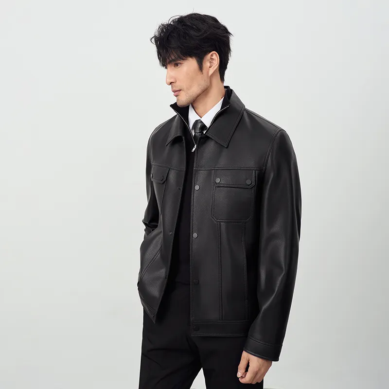 SINBOS Leather Jacket Men's Smoke Ink-3