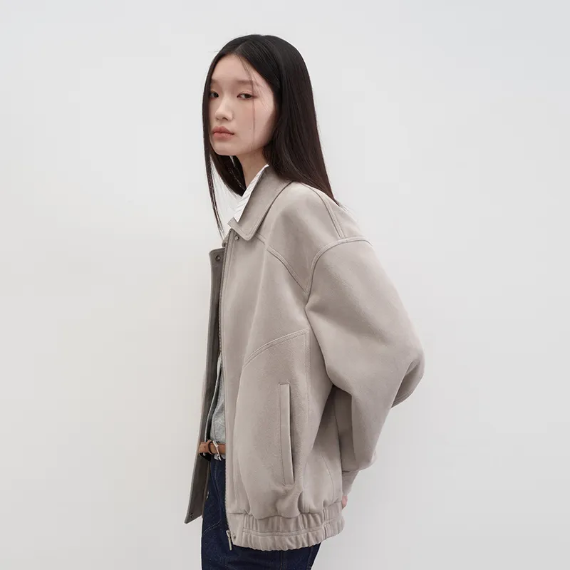 SINBOS Leather Jackets Women's Cloudy Gray-3