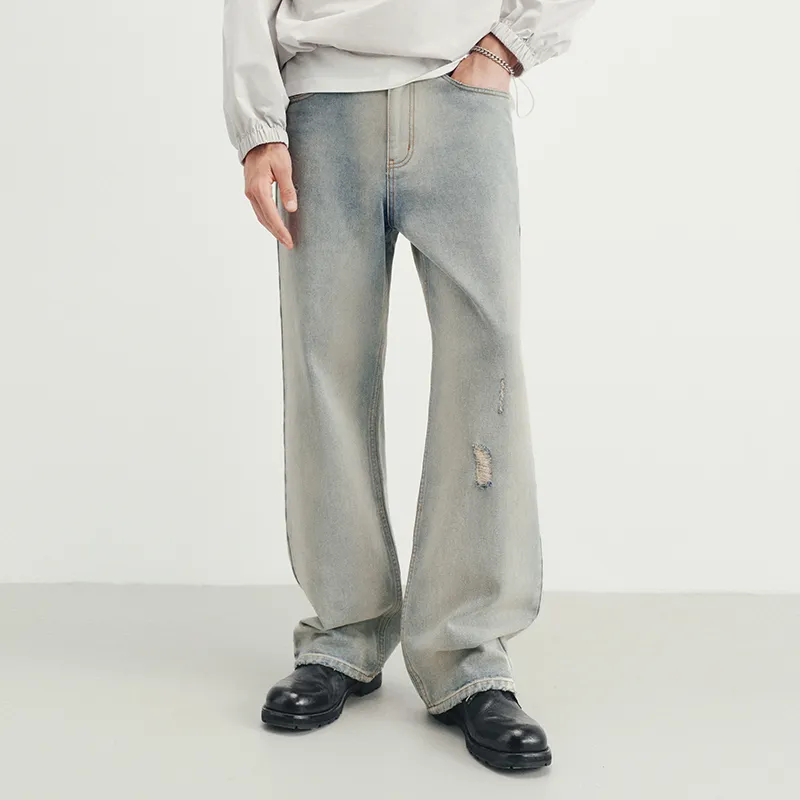 SINBOS Jeans Men Washed Light White-2