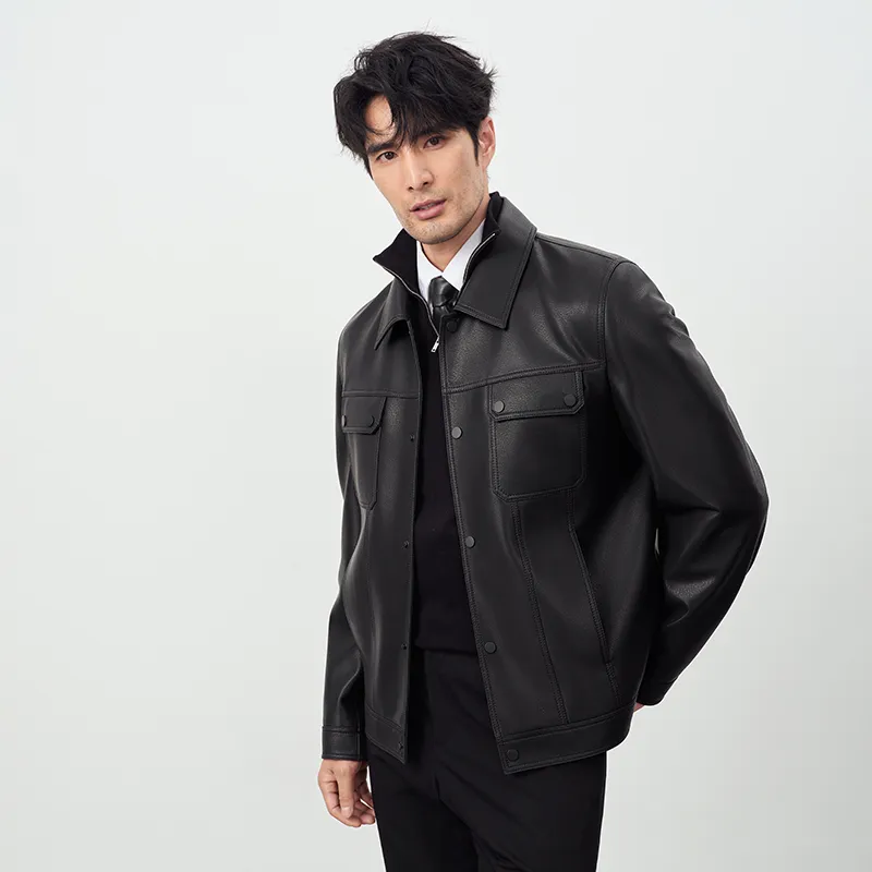SINBOS Leather Jacket Men's Smoke Ink-5