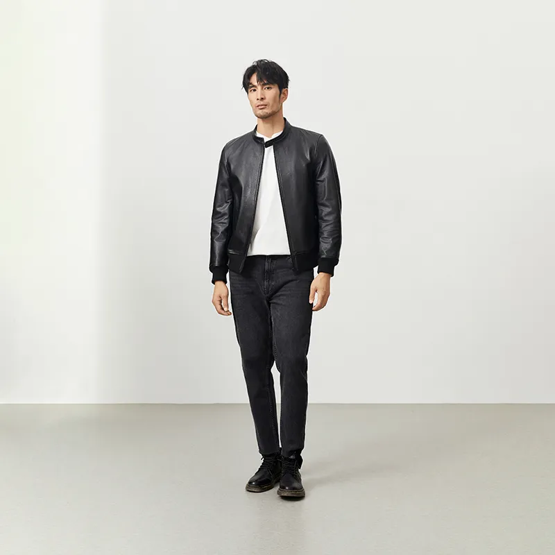 SINBOS Leather Jacket Men's Graphite Black-3