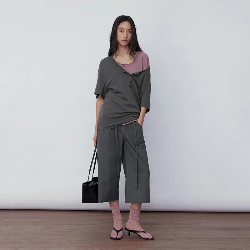 SINBOS Drop Shoulder Sleeve T Shirt Women's-5