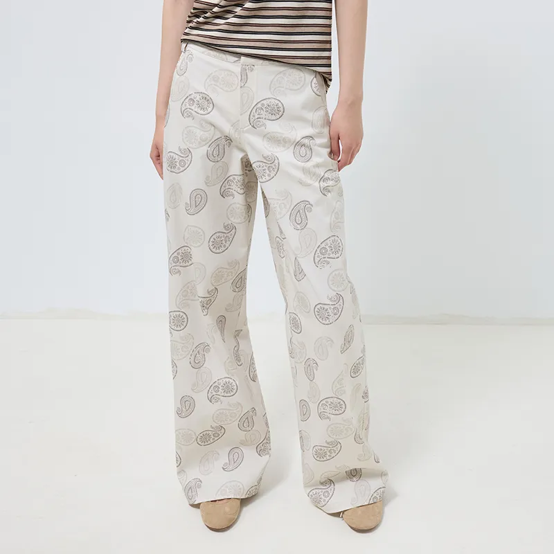 SINBOS Casual Pants Women's Coconut Milk White Pattern-2