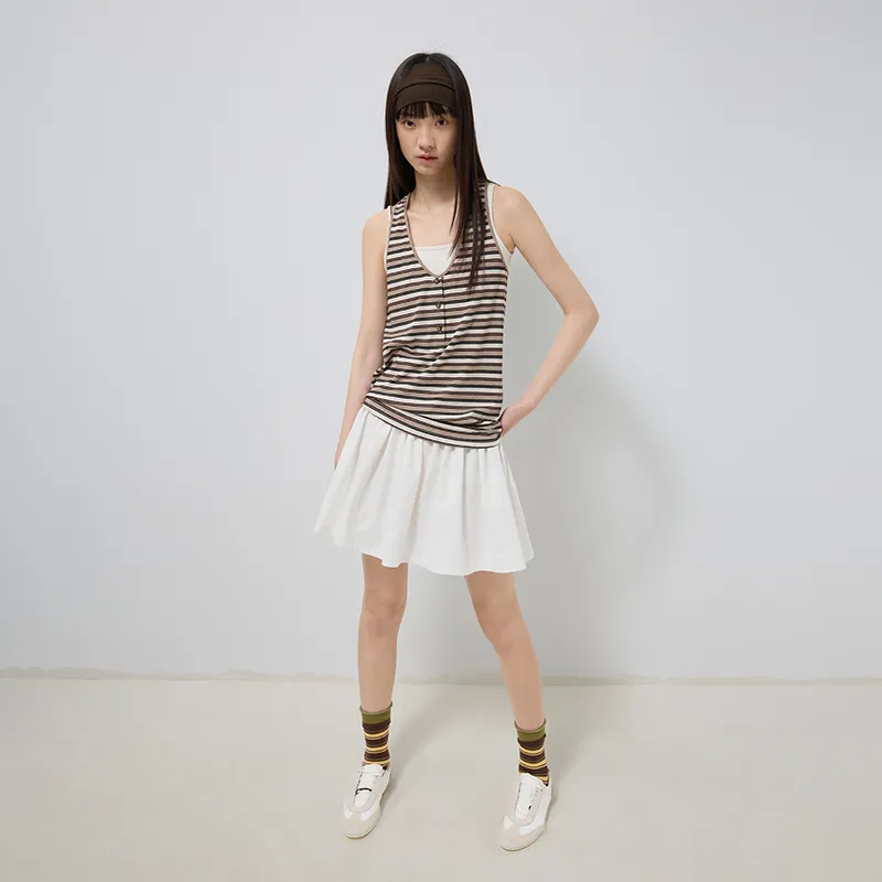 SINBOS Tank Tops Women's Coffee Stripes-5