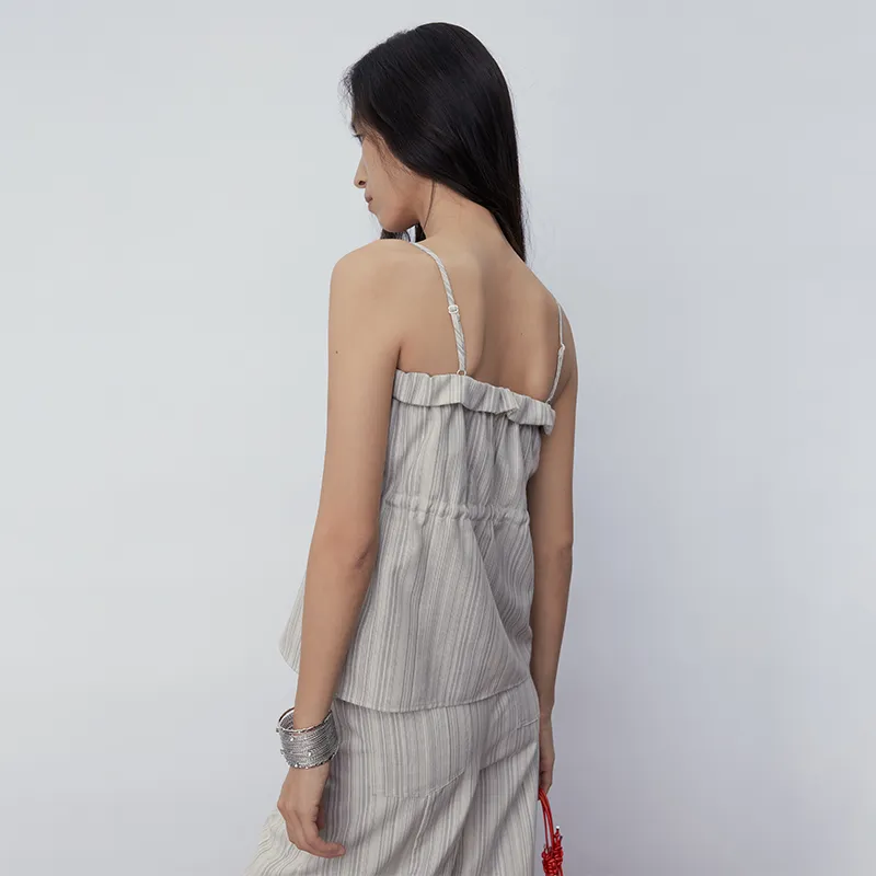 SINBOS Tank Tops Women's Elegant Gray Stripes-4
