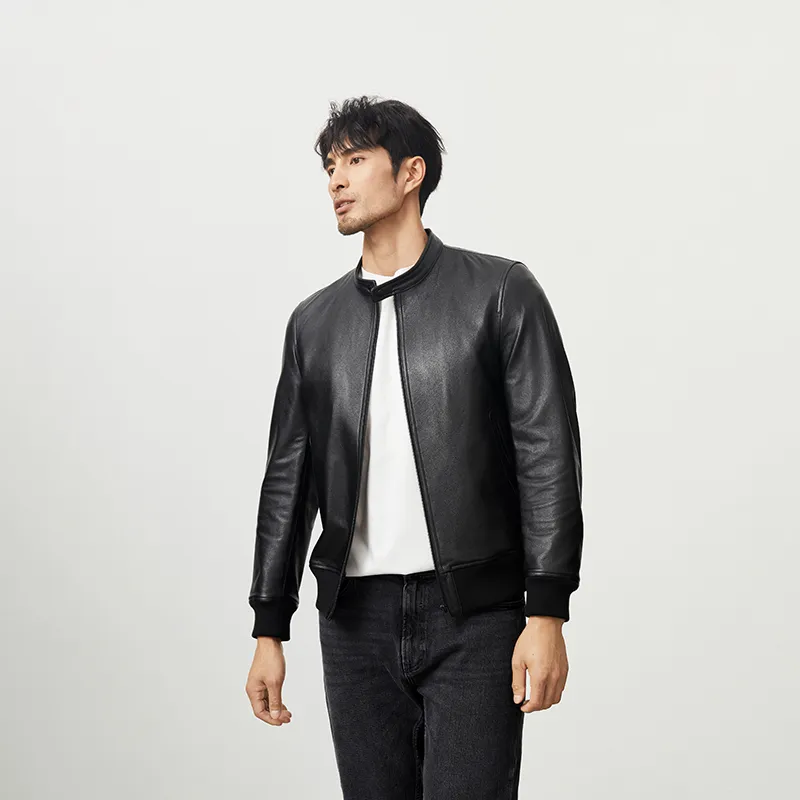 SINBOS Leather Jacket Men's Graphite Black-4