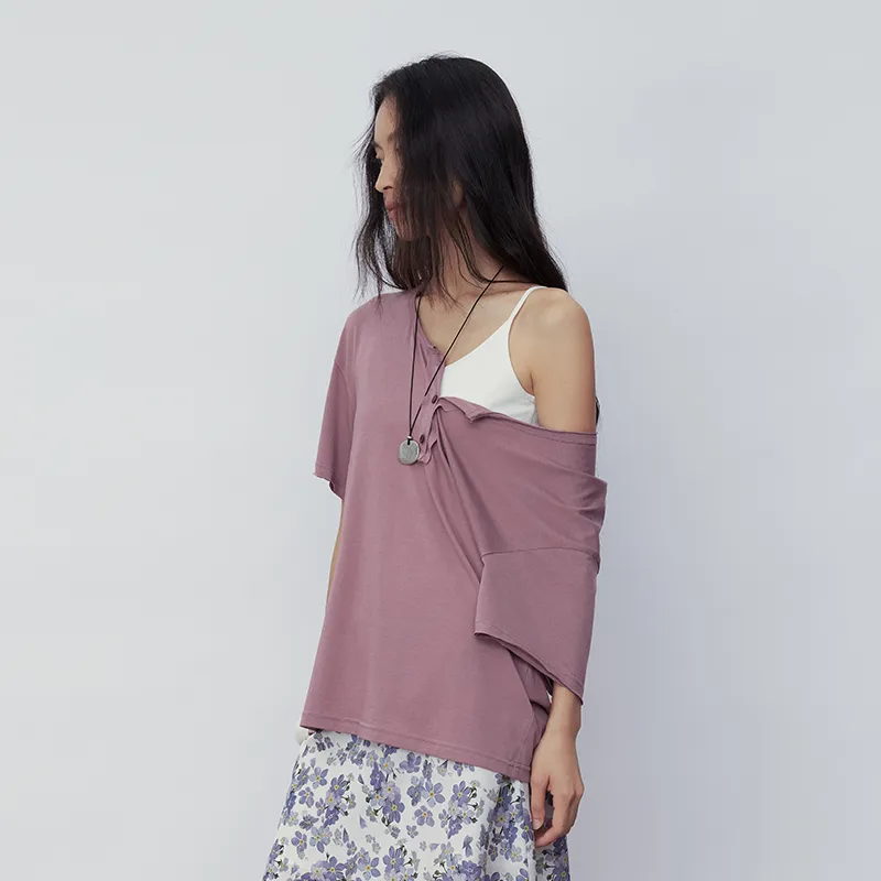 SINBOS Drop Shoulder Sleeve T Shirt Women's-9