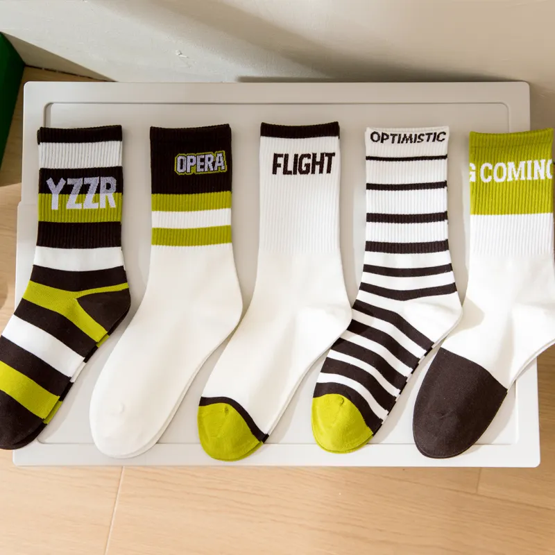 YOOKA Mid Calf Socks Women's 5 Pack All Color-3