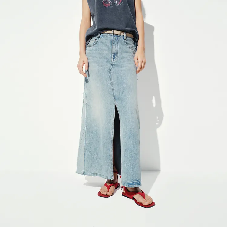 MOCO Denim Long Skirt Women's Denim Blue-2