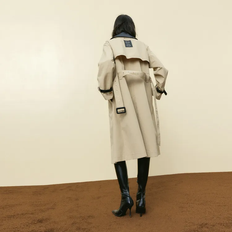 MO&CO Trench Coats Women's Khaki-2