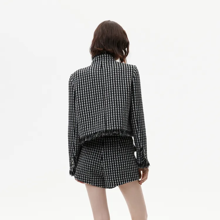 MOCO Jackets & Coats Women's Black White Plaid-2